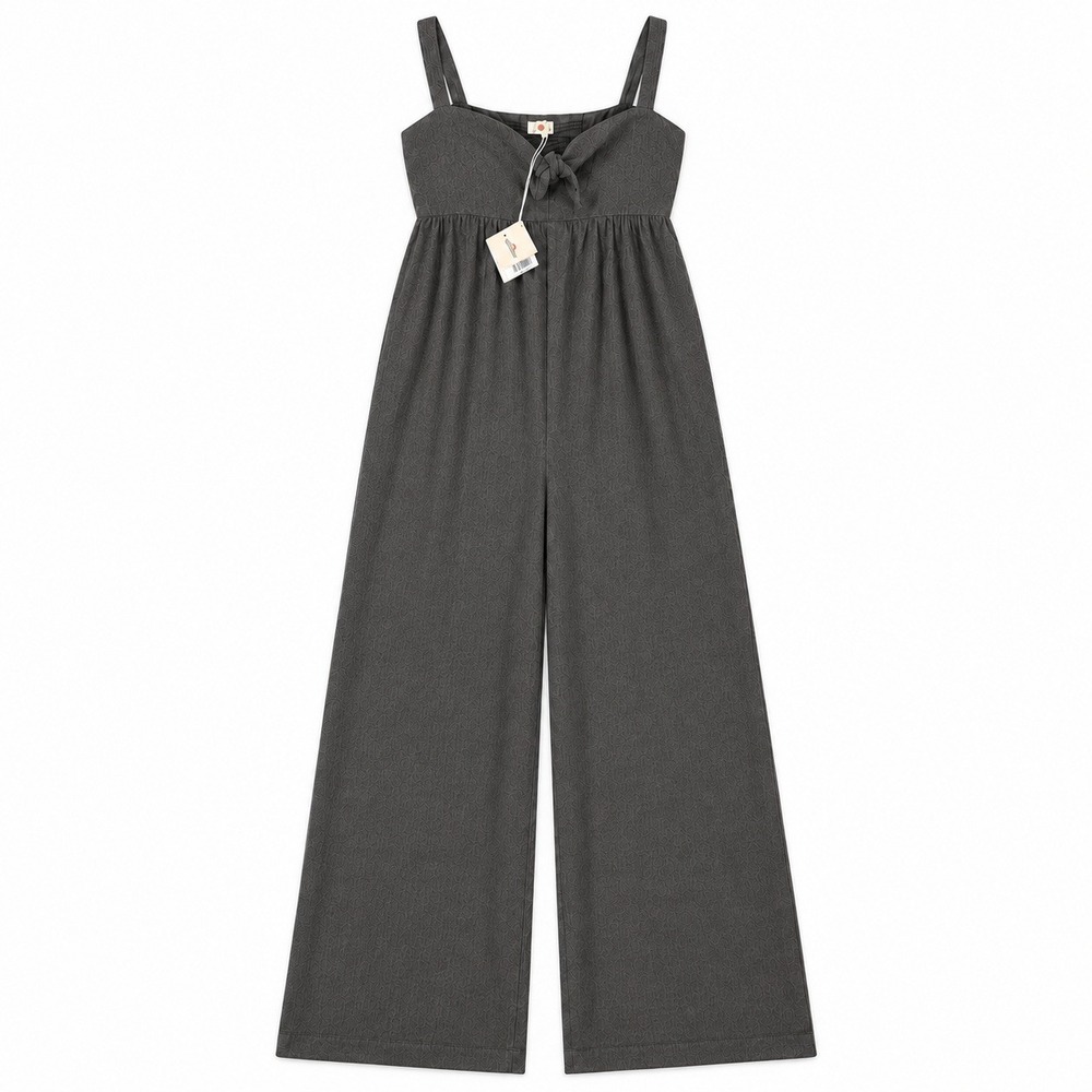 NWT Faherty Tatianna Linen Jumpsuit Women's S Washed Black Wide Leg Coastal Boho